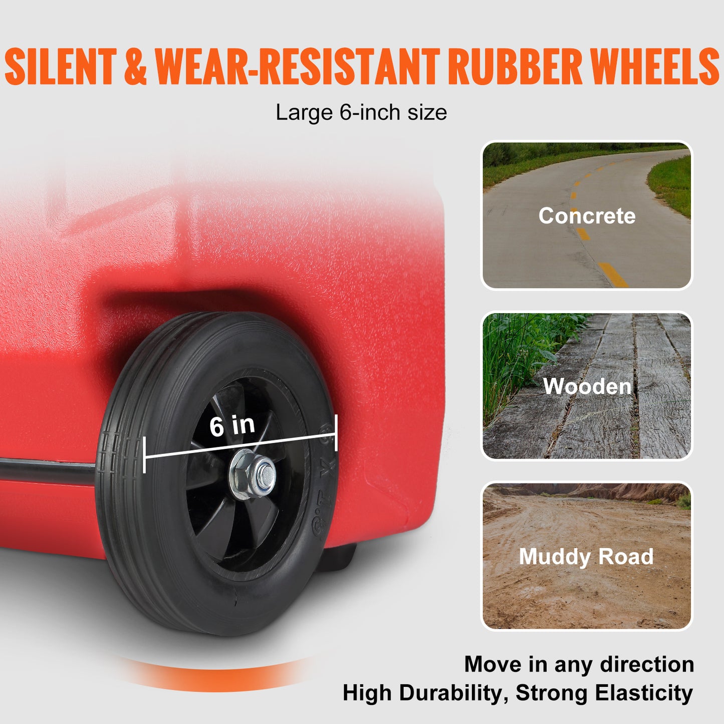 VEVOR 16 Gallon Fuel Caddy, Portable Gas Storage Tank Container With Hand Rubber Wheels, Fuel Transfer Storage Tank For Gasoline Machine Oil Car Mowers Tractor Boat Motorcycle