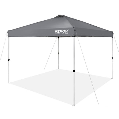 VEVOR Pop Up Canopy Tent, 10 X 10 Ft, 250 D PU Silver Coated Tarp, With Portable Roller Bag And 4 Sandbags, Waterproof And Sun Shelter Gazebo For Outdoor Party, Camping, Commercial Events, Dark Gray