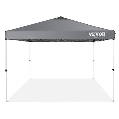 VEVOR Pop Up Canopy Tent, 10 X 10 Ft, 250 D PU Silver Coated Tarp, With Portable Roller Bag And 4 Sandbags, Waterproof And Sun Shelter Gazebo For Outdoor Party, Camping, Commercial Events, Dark Gray
