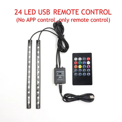 LED Car Foot Light Ambient Lamp with Wireless Remote
